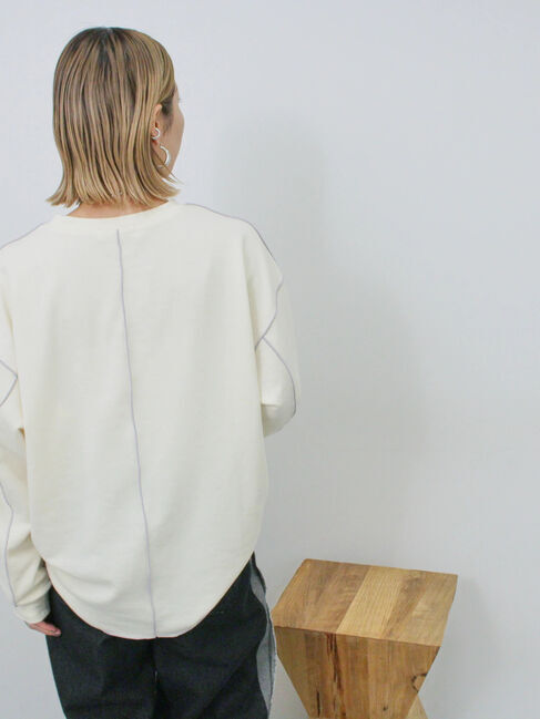 Samansa Mos2 blue「◎配色メロウ裏毛プルオーバー」|Tシャツ・カットソー|