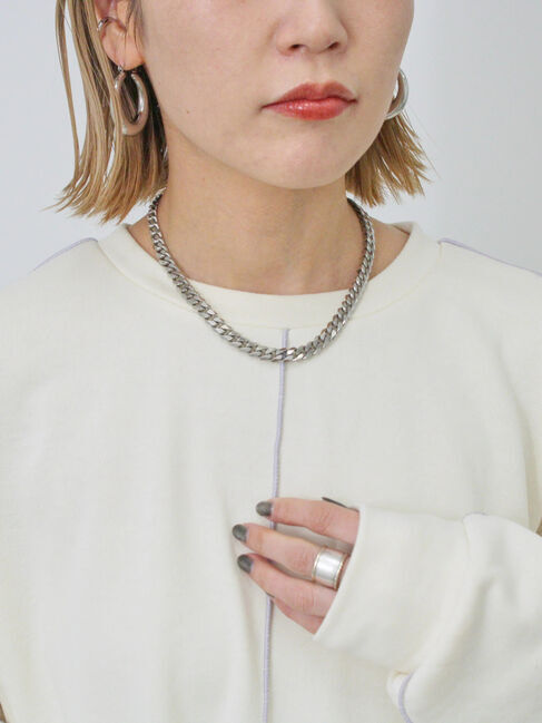 Samansa Mos2 blue「◎配色メロウ裏毛プルオーバー」|Tシャツ・カットソー|