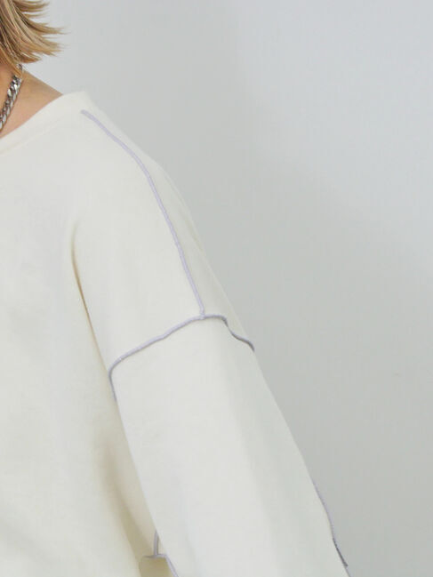 Samansa Mos2 blue「◎配色メロウ裏毛プルオーバー」|Tシャツ・カットソー|