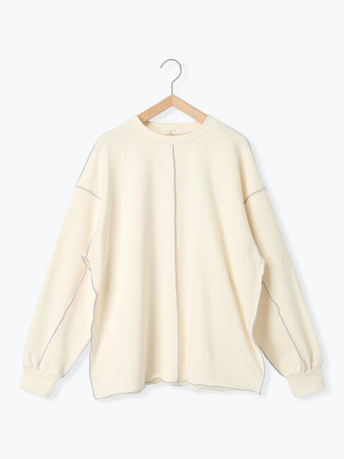 Samansa Mos2 blue「◎配色メロウ裏毛プルオーバー」|Tシャツ・カットソー|