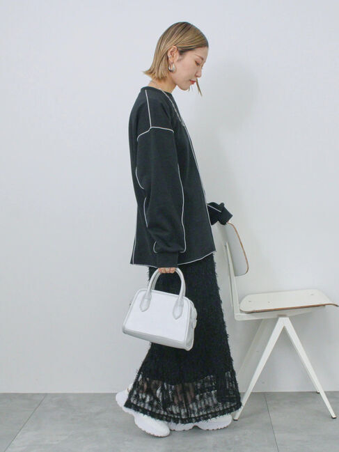 Samansa Mos2 blue「◎配色メロウ裏毛プルオーバー」|Tシャツ・カットソー|