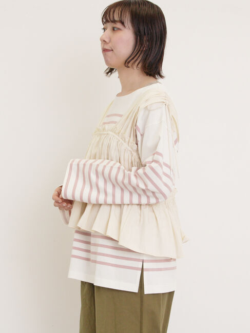 Samansa Mos2「前後2WAYシャーリングリボンベスト」|ダウンベスト・ベスト|