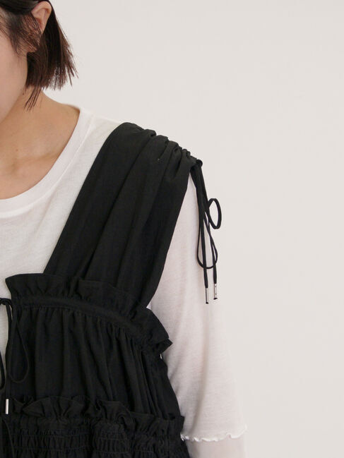 Samansa Mos2「前後2WAYシャーリングリボンベスト」|ダウンベスト・ベスト|