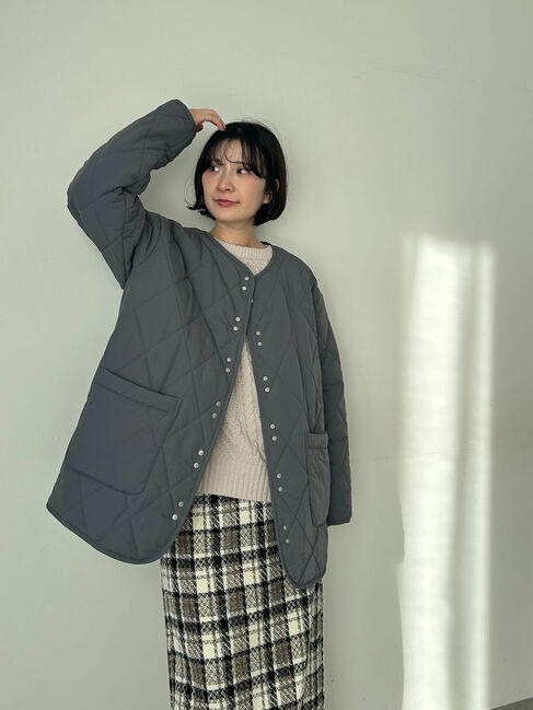 Samansa Mos2 blue「キルトミドルコート」|その他|グレー