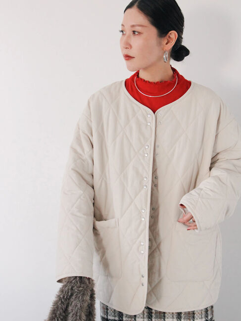 Samansa Mos2 blue「キルトミドルコート」|その他|