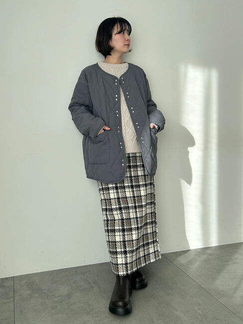 Samansa Mos2 blue「キルトミドルコート」|その他|