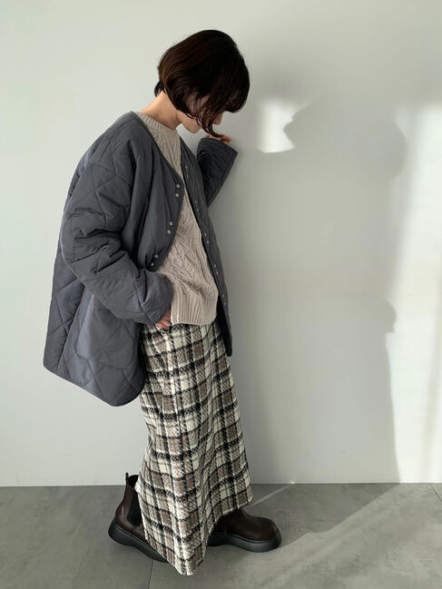 Samansa Mos2 blue「キルトミドルコート」|その他|