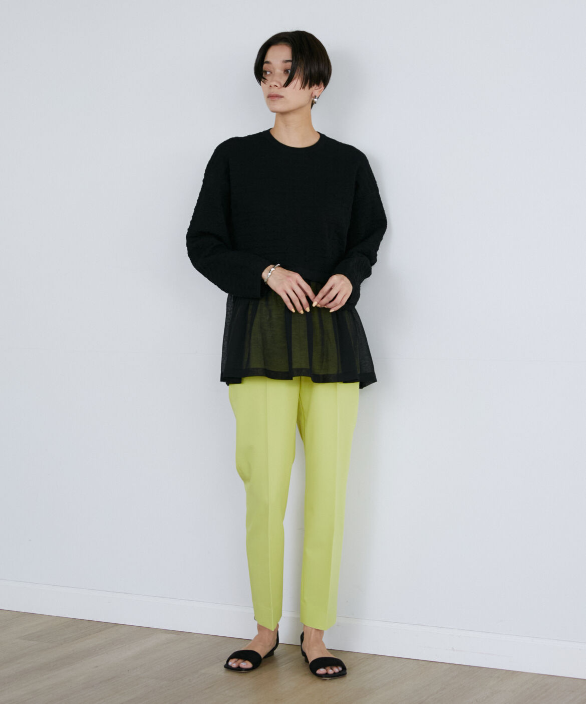 INED「《大きいサイズ》美脚パンツ」|スラックス|