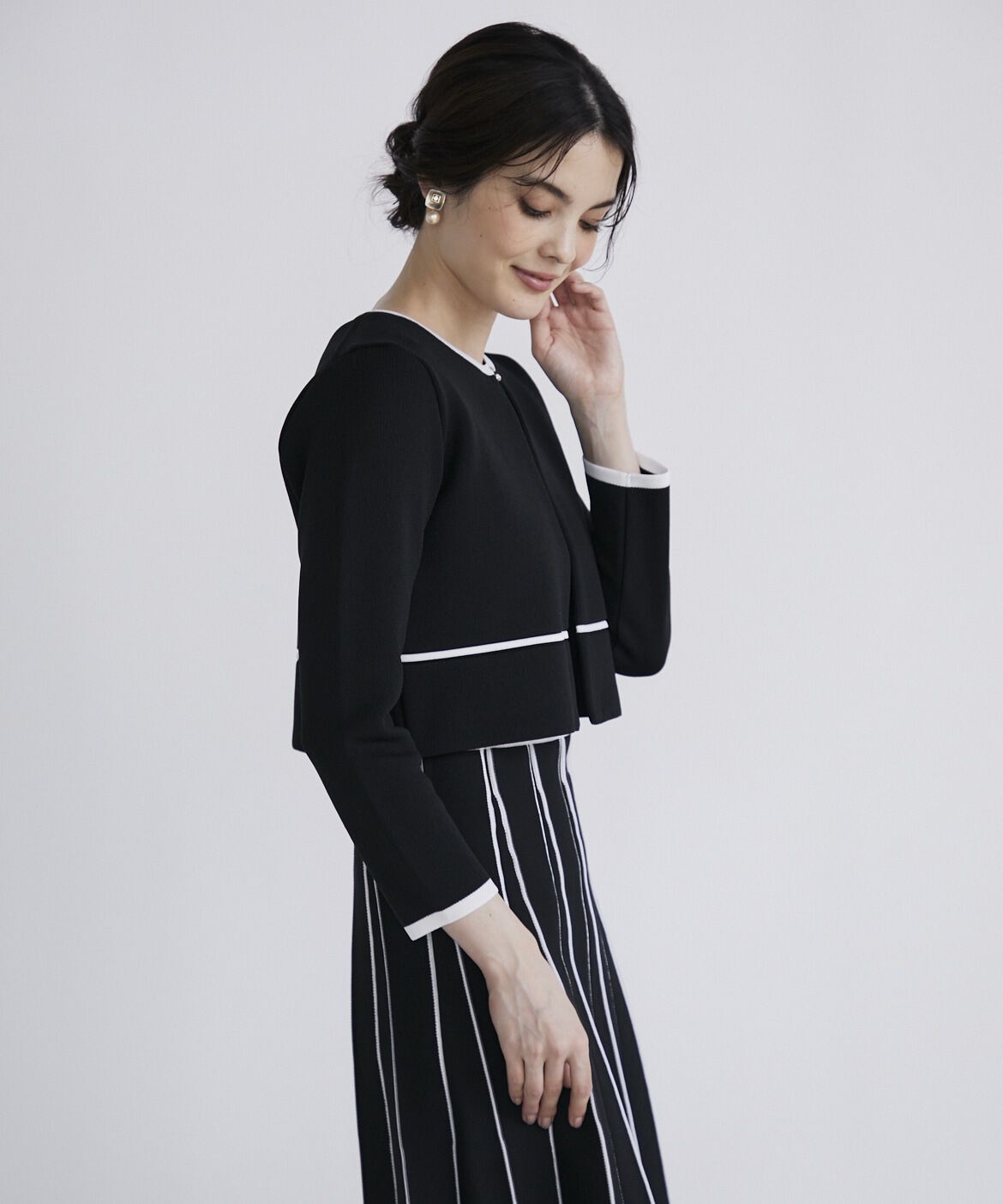 Maglie le cassetto「《M Maglie le cassetto》ラインクルーカーディガン」|カーディガン|