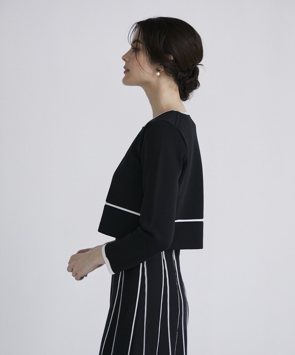 Maglie le cassetto「《M Maglie le cassetto》ラインクルーカーディガン」|カーディガン|