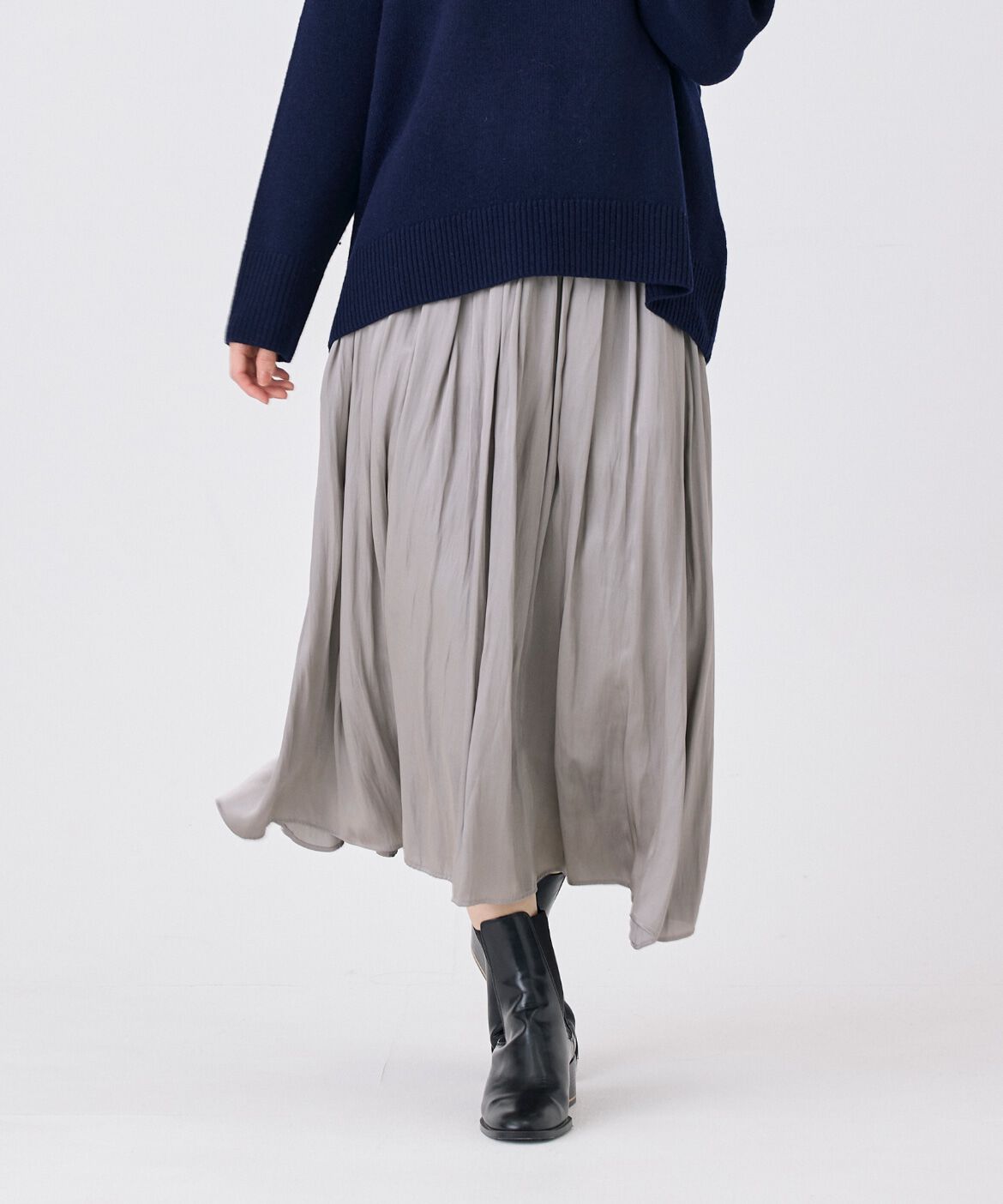 7-IDconcept.「タックギャザーサテンスカート」|スカート|モカチャ3