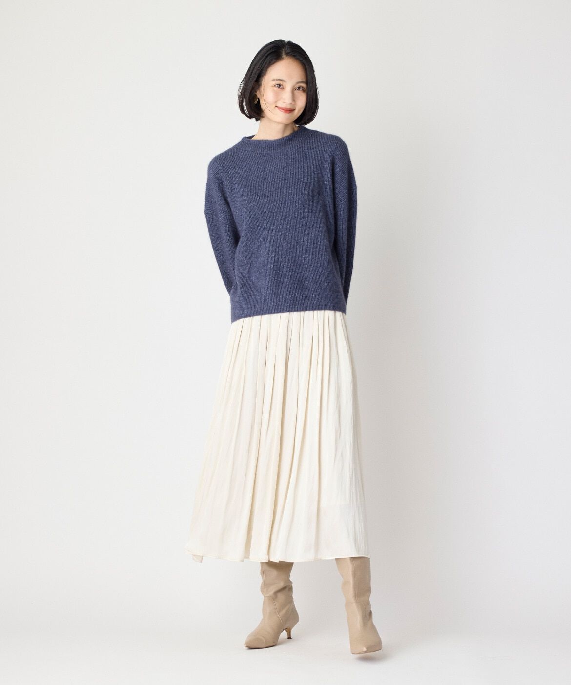 7-IDconcept.「タックギャザーサテンスカート」|スカート|