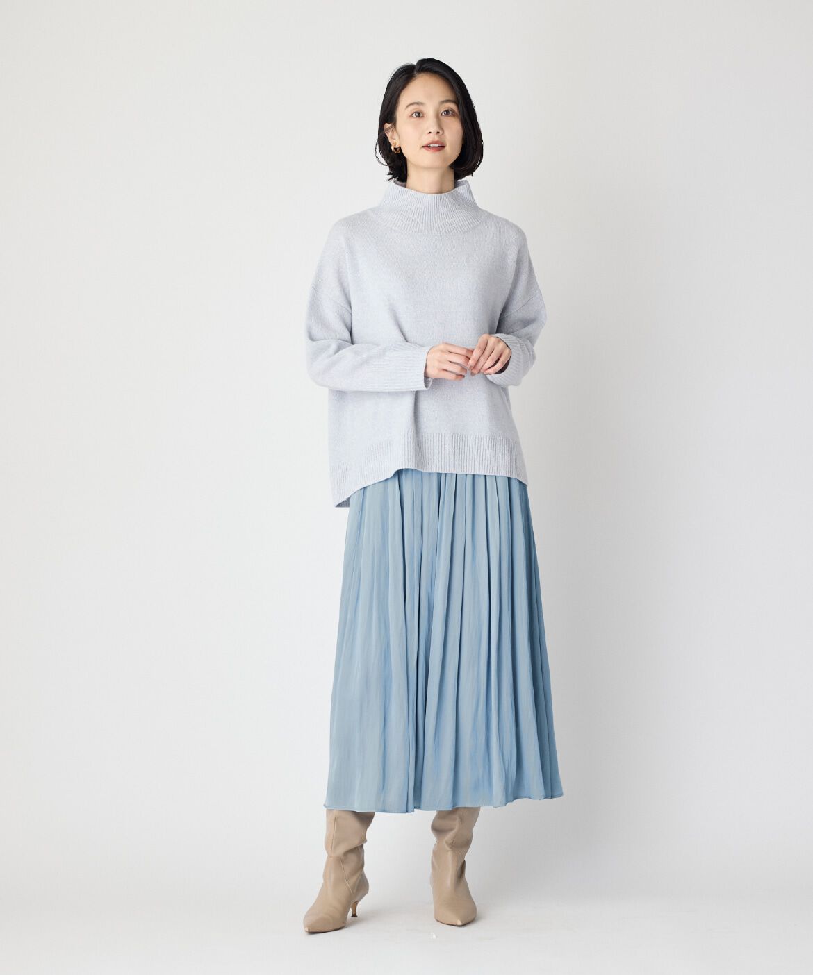 7-IDconcept.「タックギャザーサテンスカート」|スカート|