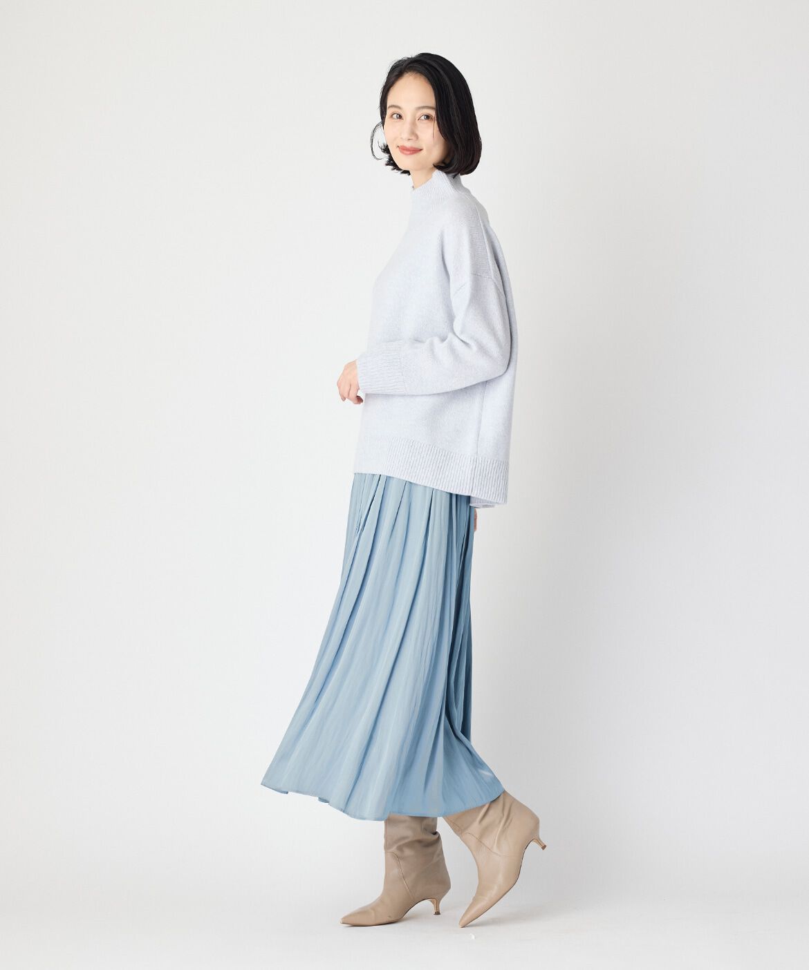 7-IDconcept.「タックギャザーサテンスカート」|スカート|