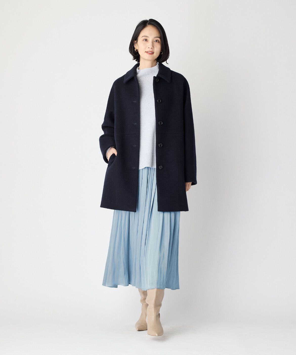 7-IDconcept.「タックギャザーサテンスカート」|スカート|