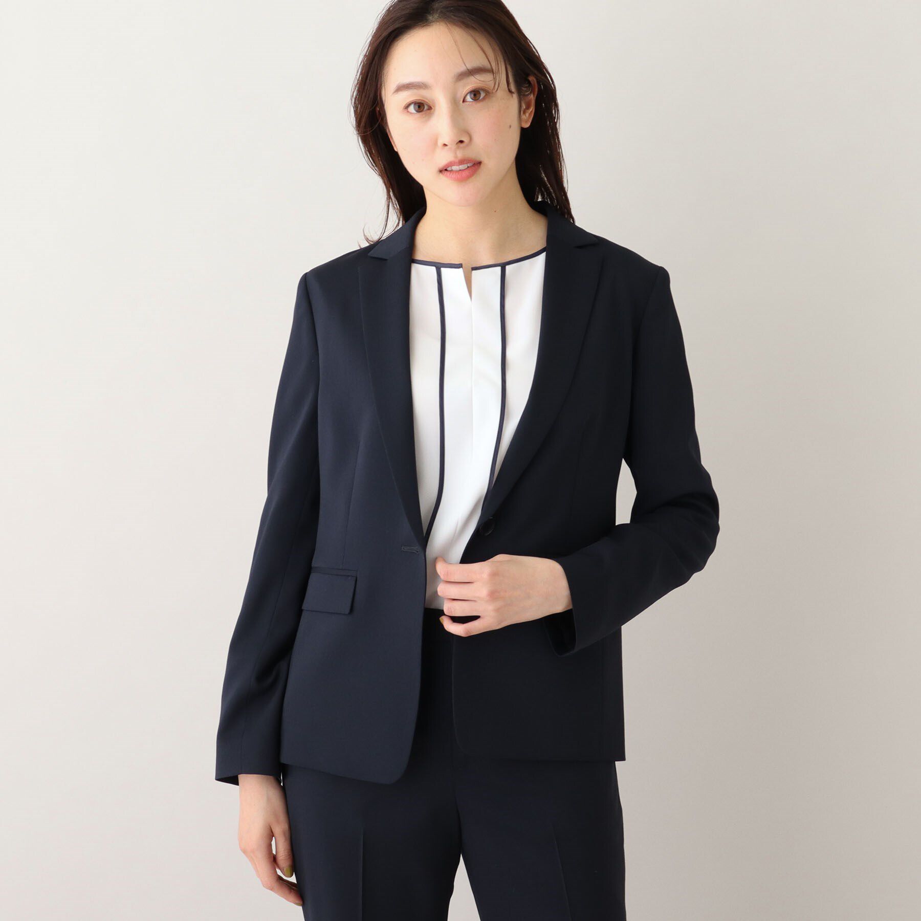 UNTITLED「【軽くて快適！】ウール混 ストレッチテーラードジャケット」|テーラードジャケット|ネイビー(694)