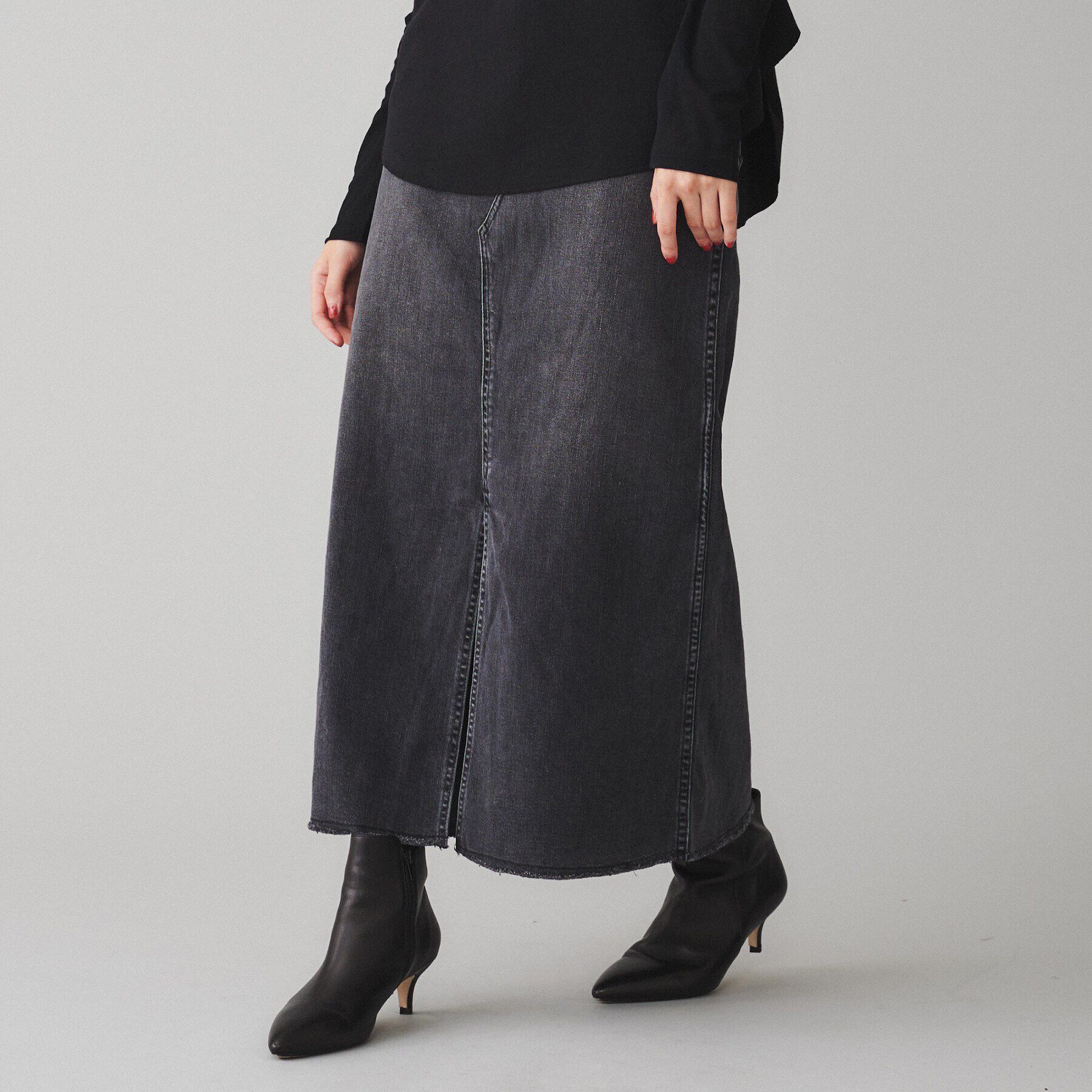 UNTITLED「【Healthy DENIM】Pear Maxi（ペアーマキシ）デニムスカート」|スカート|ブラック(019)