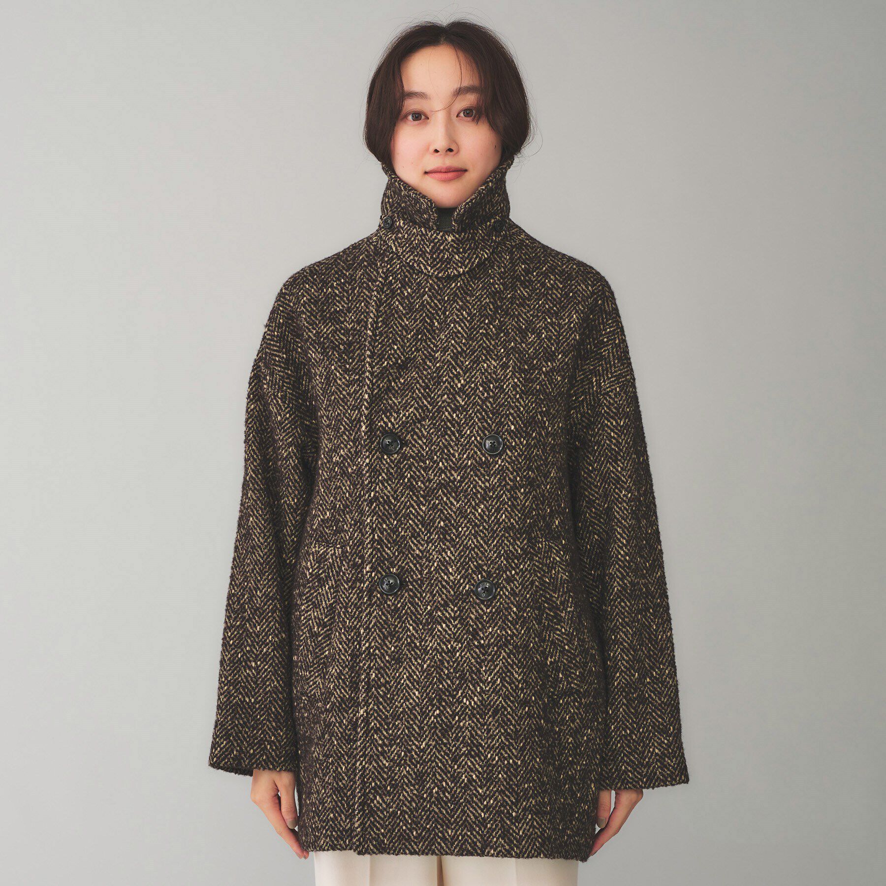 UNTITLED「【TICCA】ミックスツイードピーコート」|ピーコート|