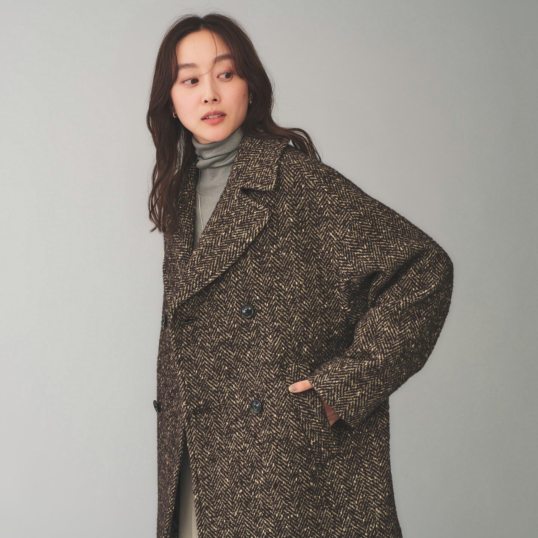 UNTITLED「【TICCA】ミックスツイードピーコート」|ピーコート|