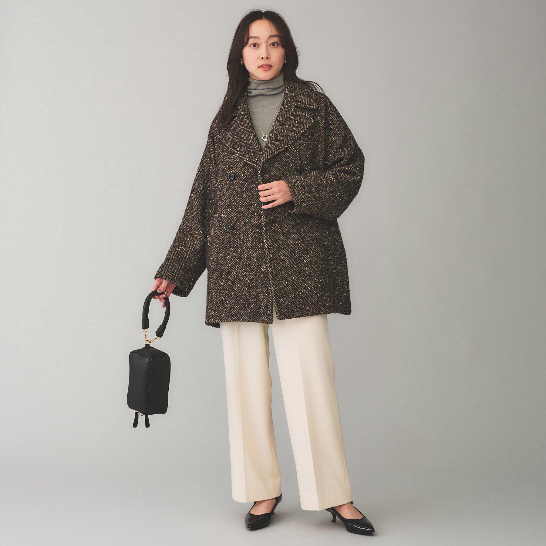 UNTITLED「【TICCA】ミックスツイードピーコート」|ピーコート|