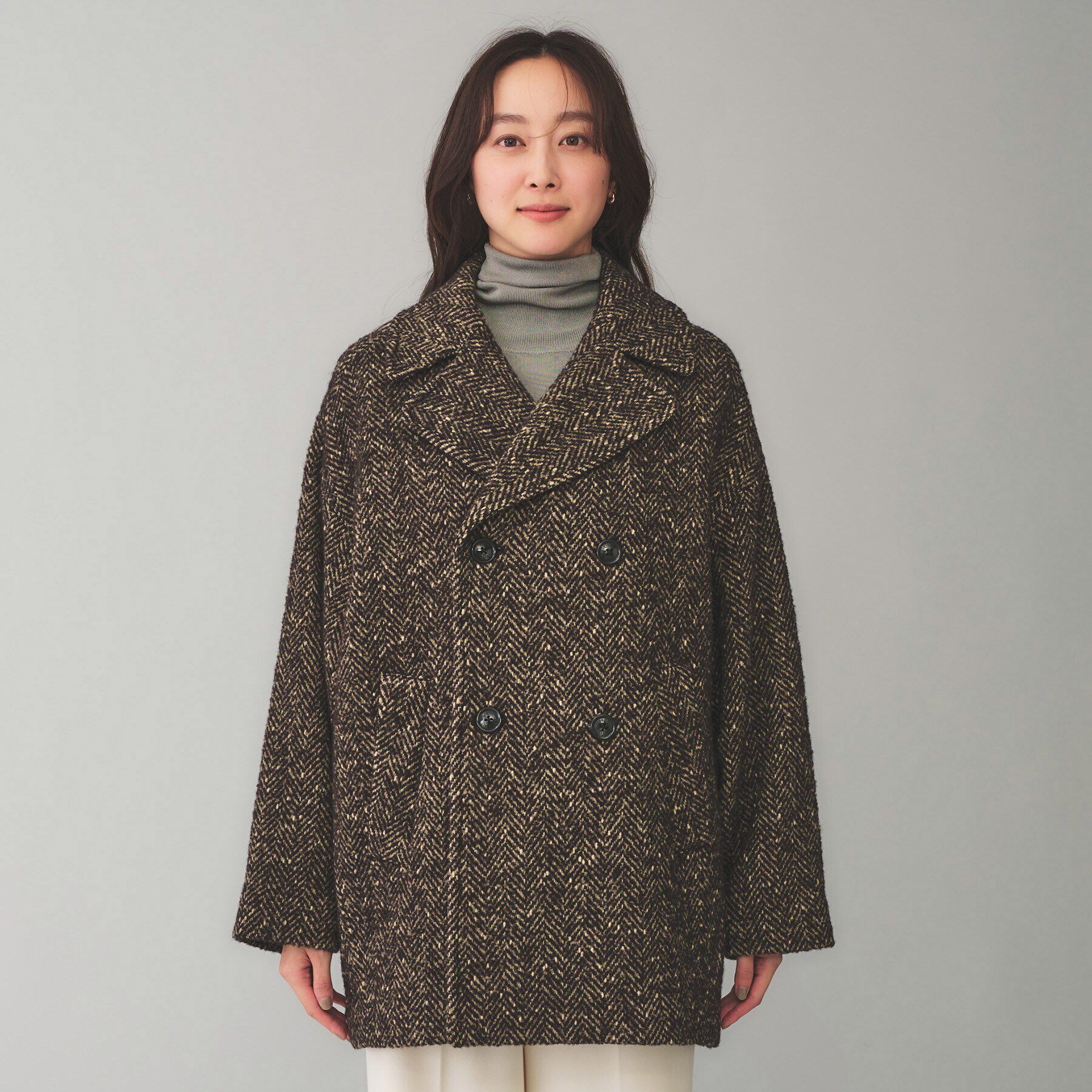 UNTITLED「【TICCA】ミックスツイードピーコート」|ピーコート|