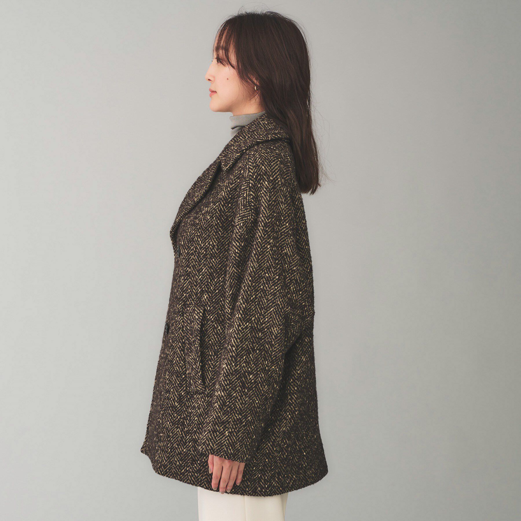 UNTITLED「【TICCA】ミックスツイードピーコート」|ピーコート|