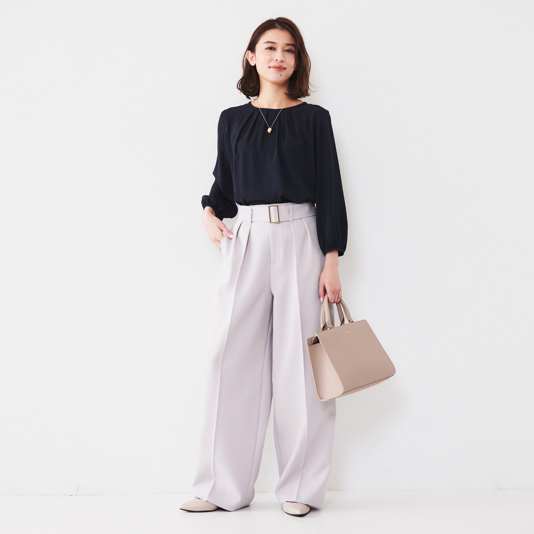 UNTITLED「【通勤】ジョーゼット タックブラウス」|シャツ・ブラウス|