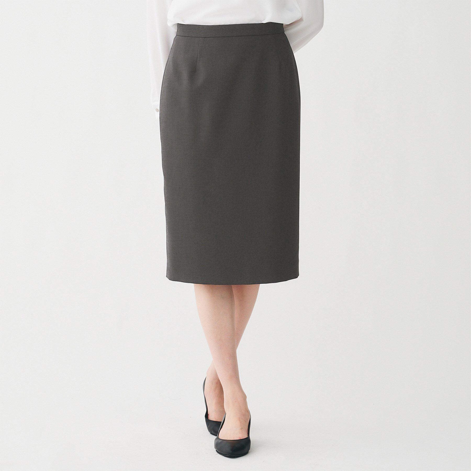 UNTITLED「【洗える/お仕事スーツ】ドライメランジ タイトスカート」|スカート|チャコールグレー(0