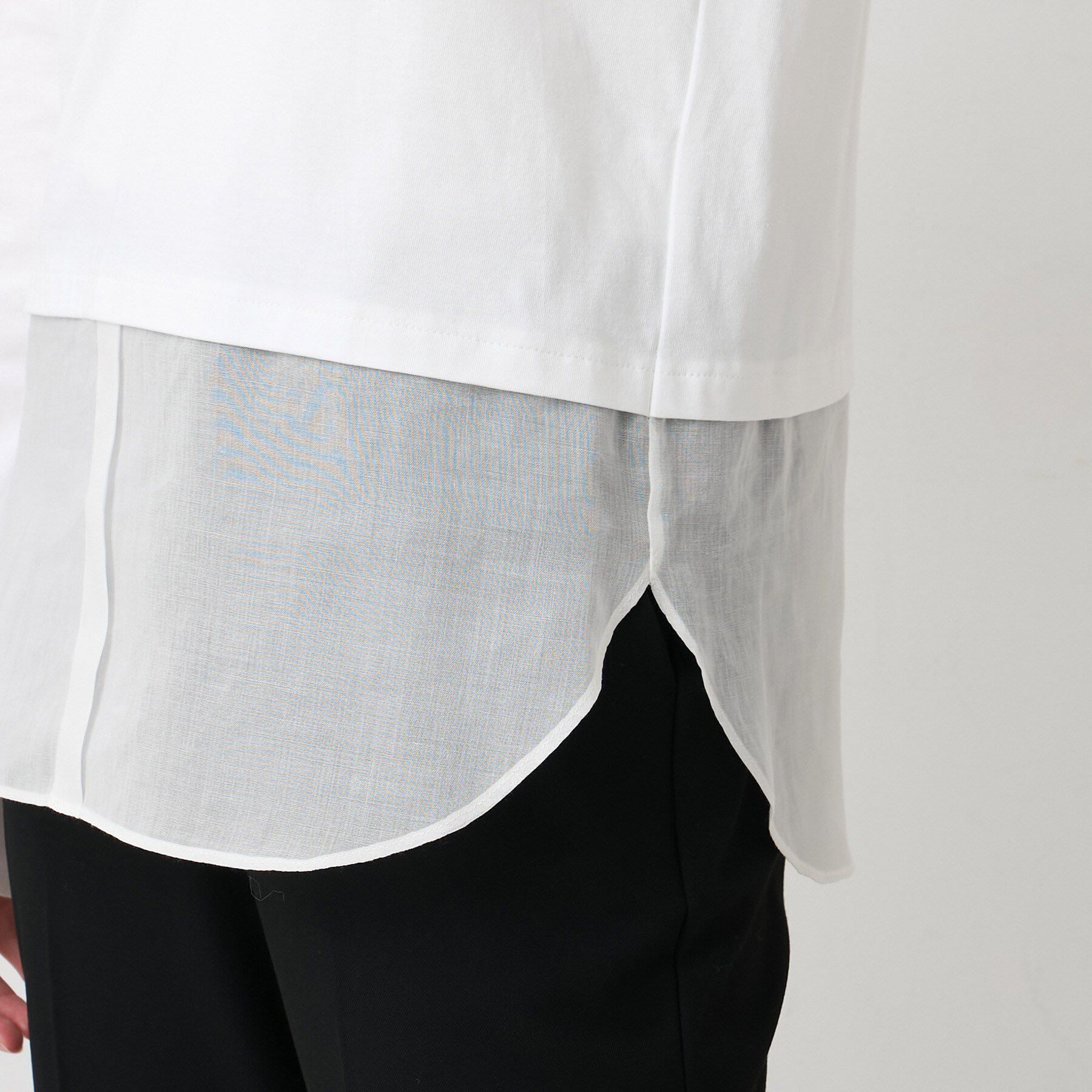 UNTITLED「【洗える/レイヤードTシャツ】シャツディテールレイヤードプルオーバー」|Tシャツ・カットソー|