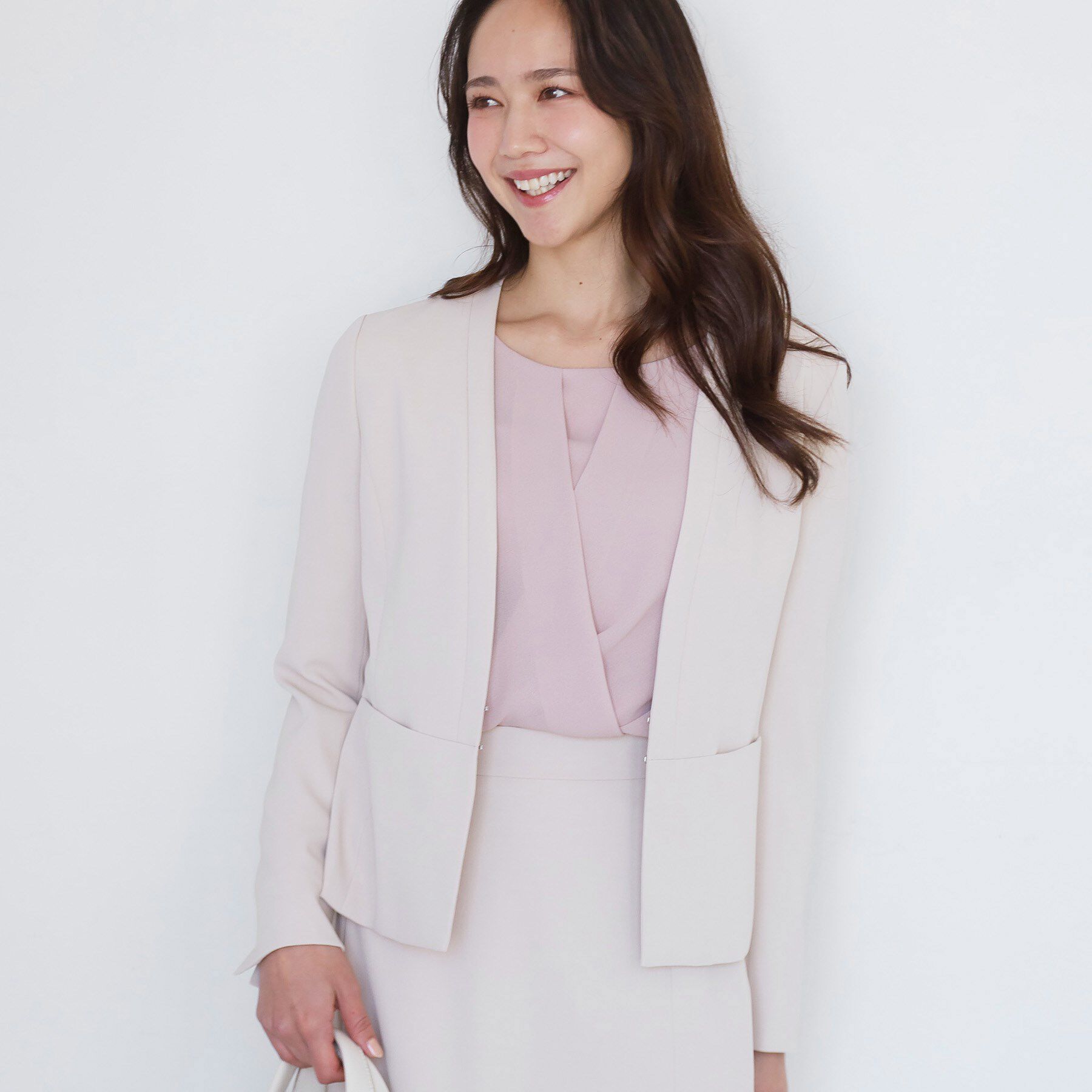 COUP DE CHANCE「【手洗い可／日本製／伸縮性／スーツ可】カラーレスジャケット」|ノーカラージャケット|