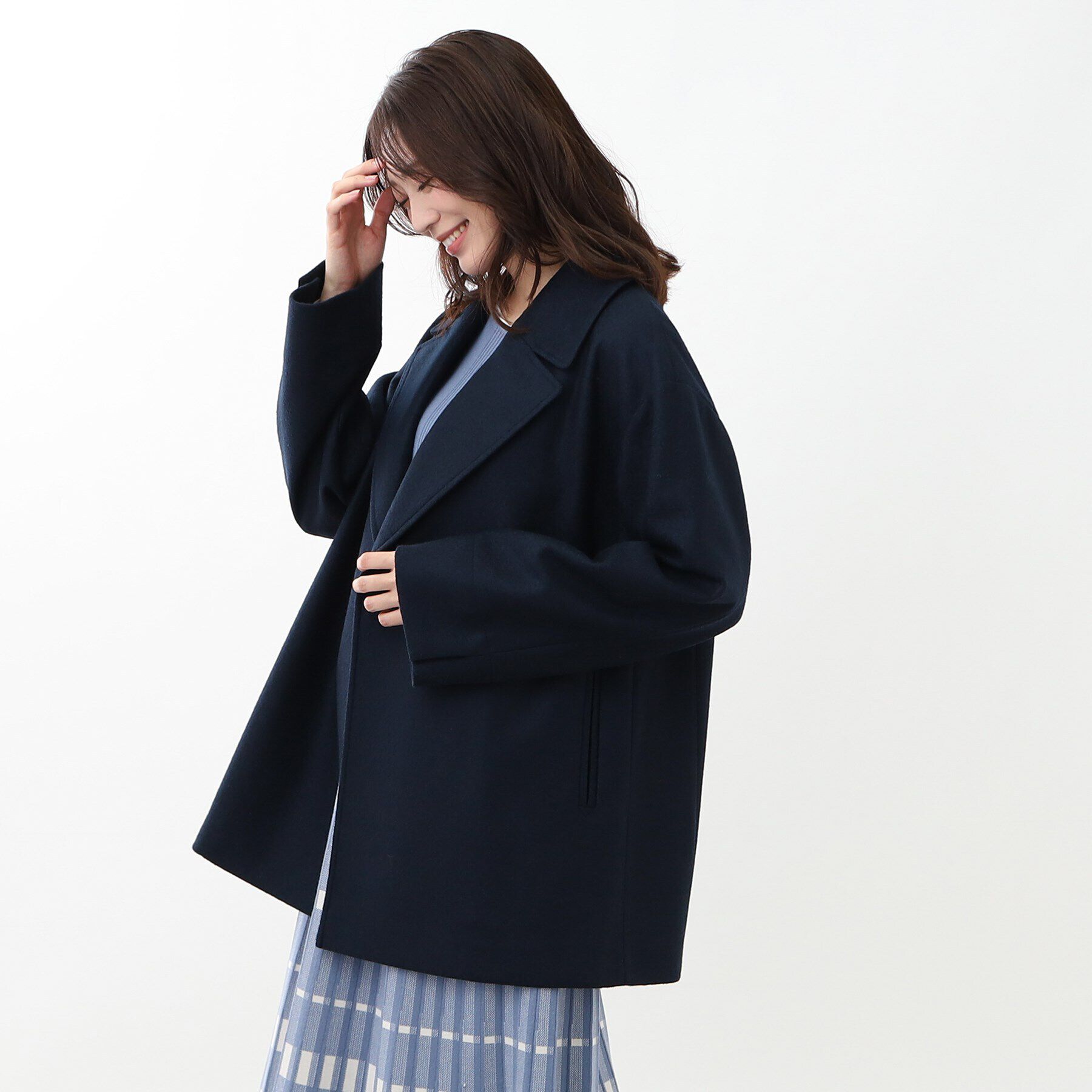 Reflect「【WEB限定カラーあり】ウール混メルトンライクピーコート」|ピーコート|