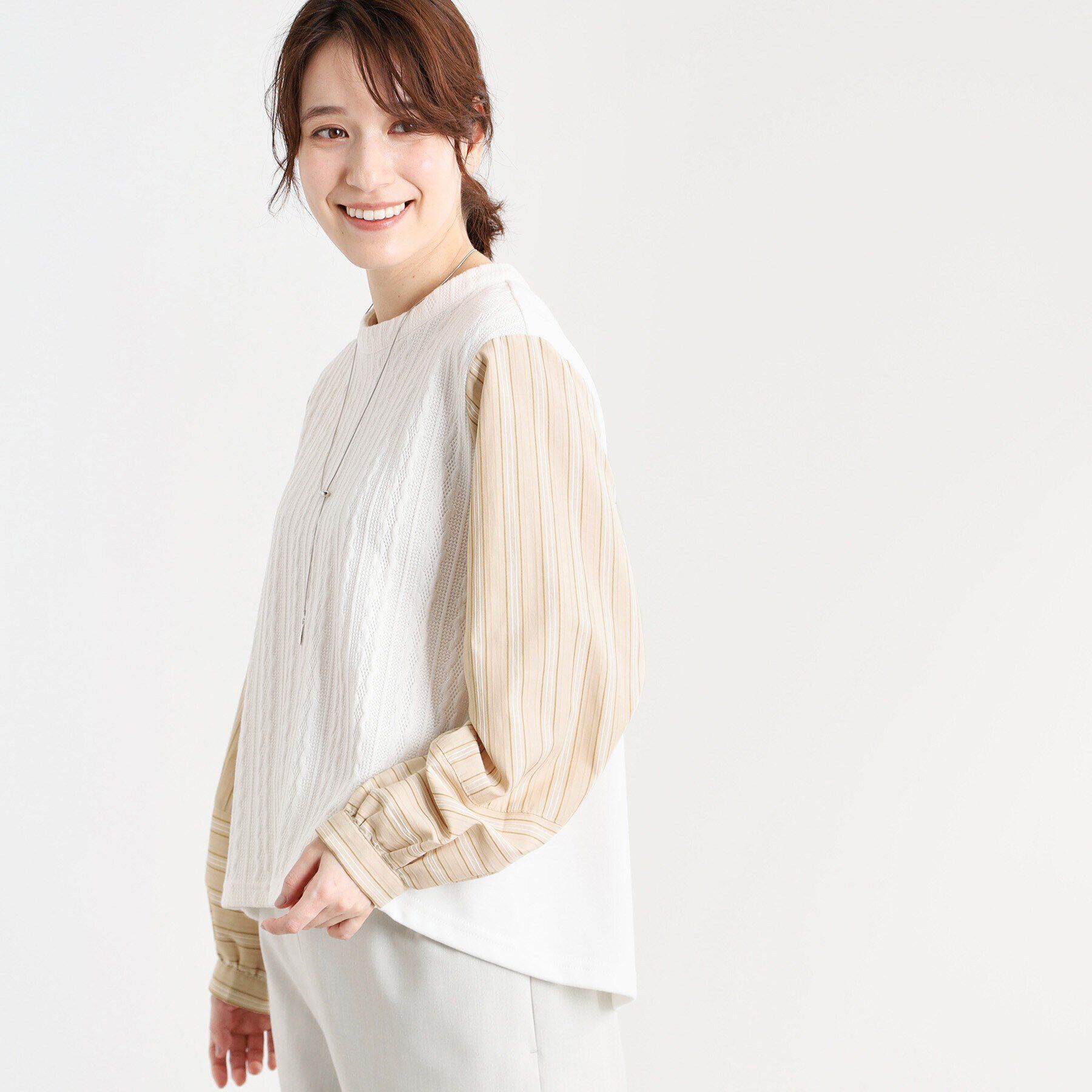 Reflect「【夏SALE／E‐QUALITY／洗える】異素材ミックスプルオーバー」|Tシャツ・カットソー|