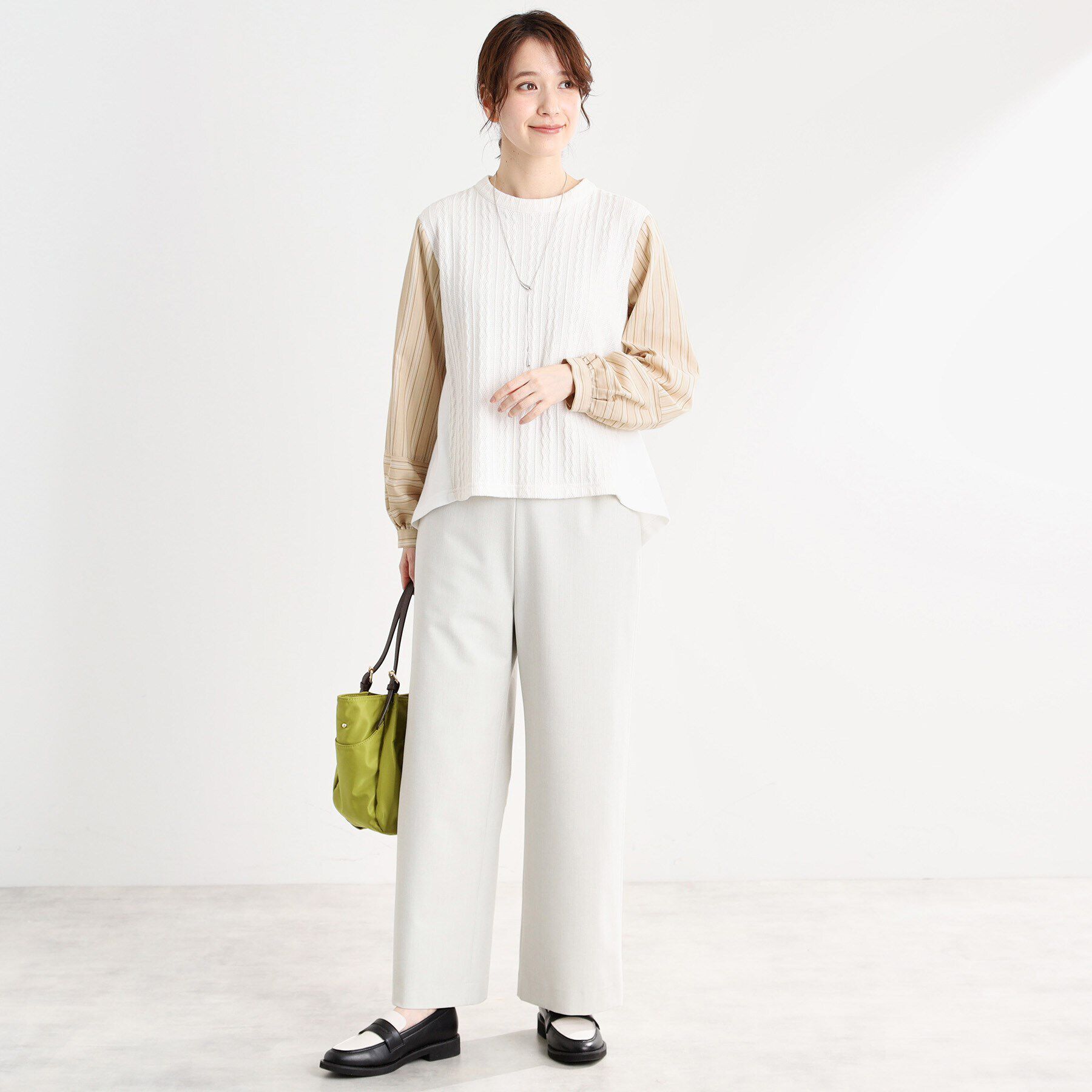 Reflect「【夏SALE／E‐QUALITY／洗える】異素材ミックスプルオーバー」|Tシャツ・カットソー|