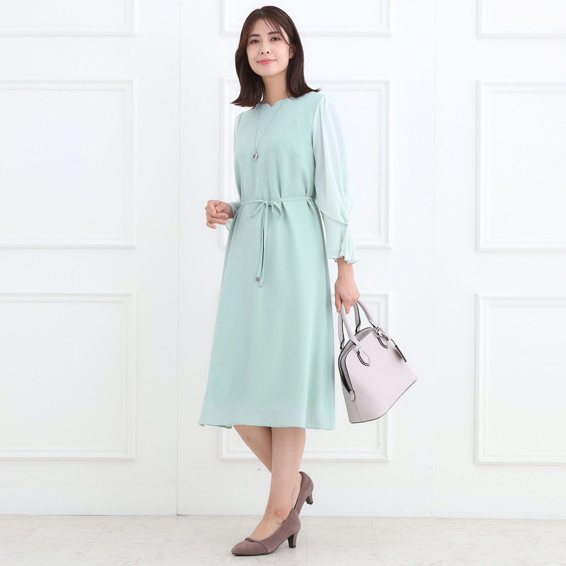 Reflect「【フォーマル／入卒／付属リボン付き】スリーブデザインジョーゼットワンピース」|ワンピース|