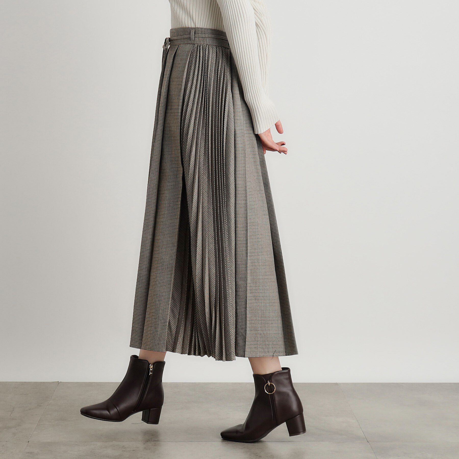 grove「ダブルプリーツチェックスカート」|スカート|