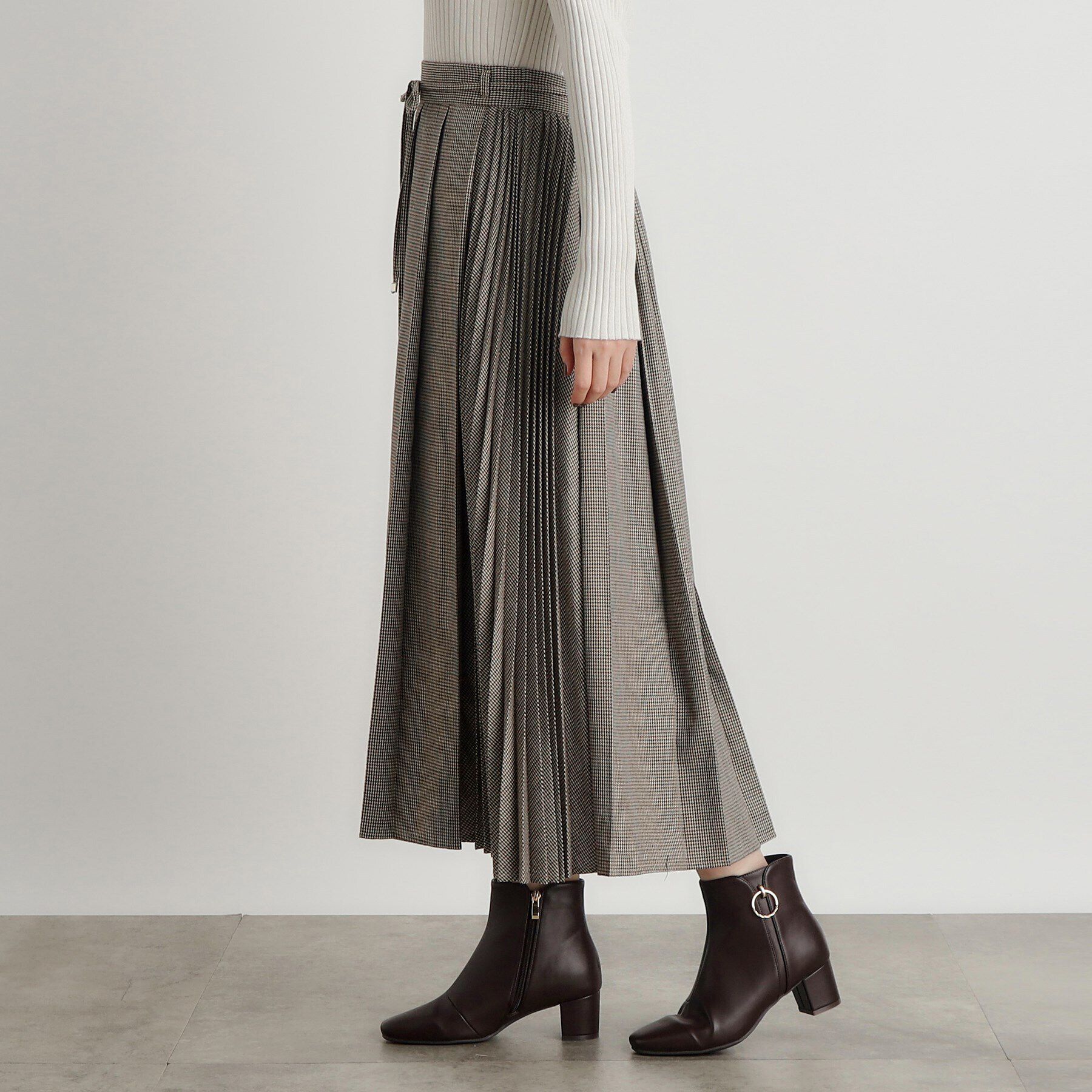 grove「ダブルプリーツチェックスカート」|スカート|
