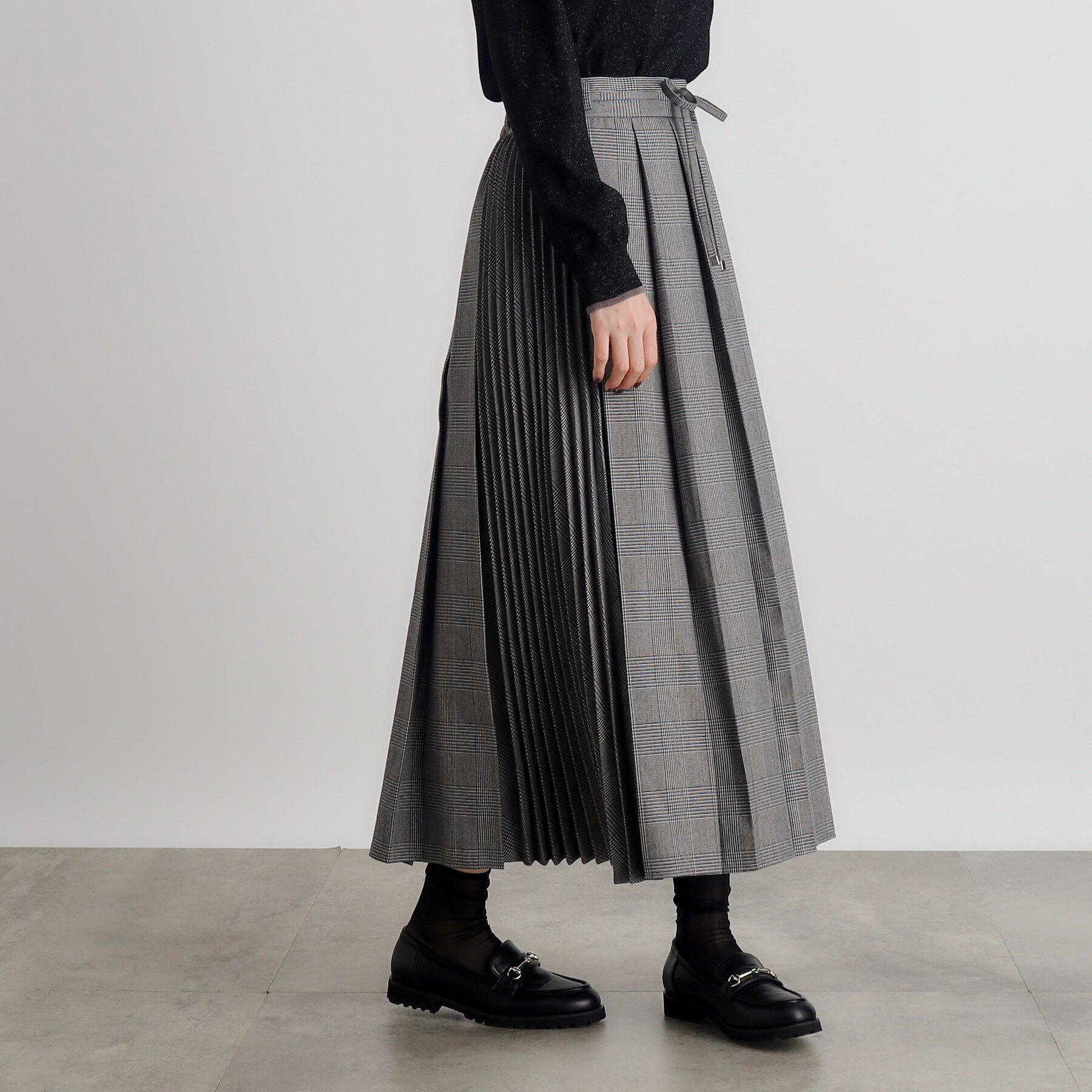 grove「ダブルプリーツチェックスカート」|スカート|