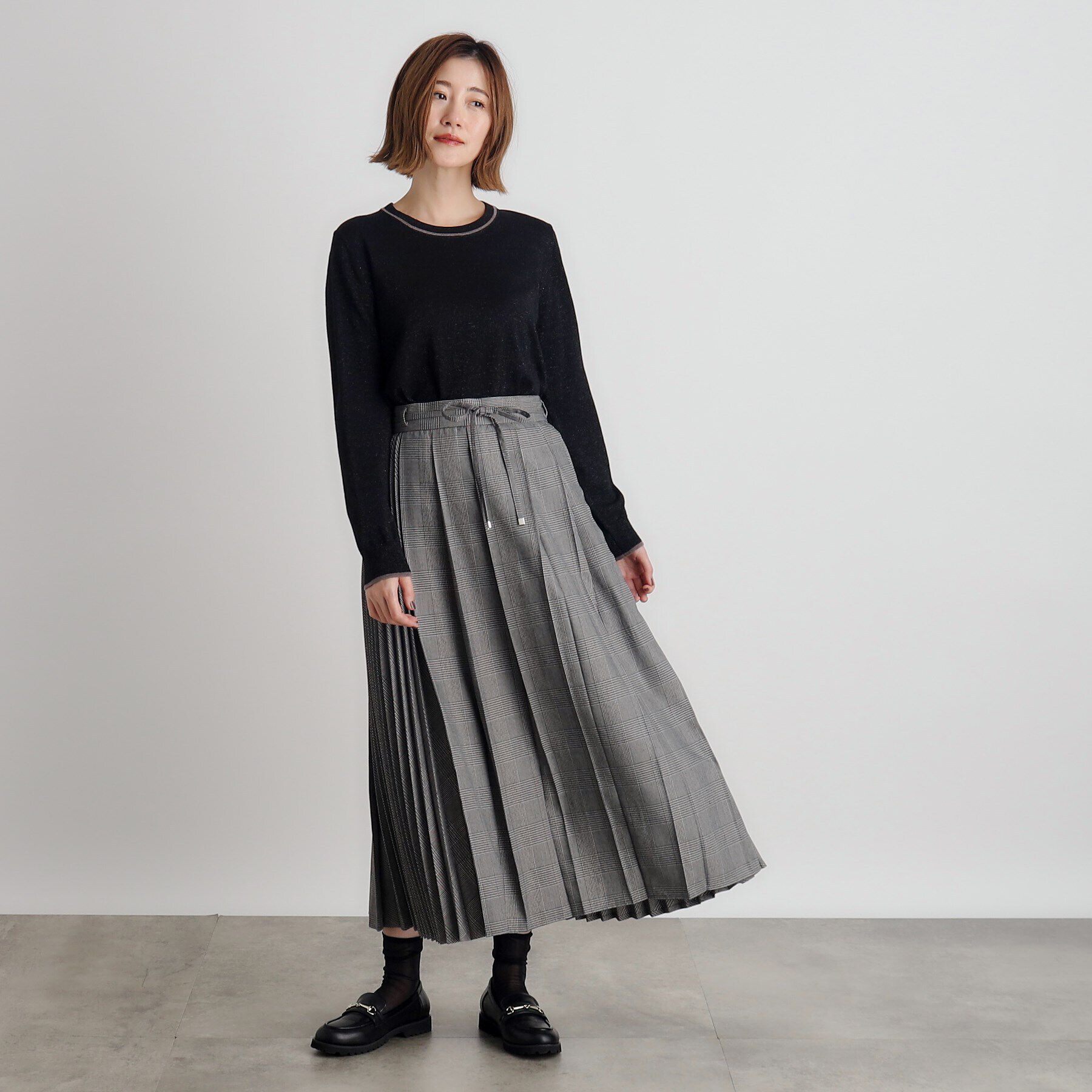 grove「ダブルプリーツチェックスカート」|スカート|