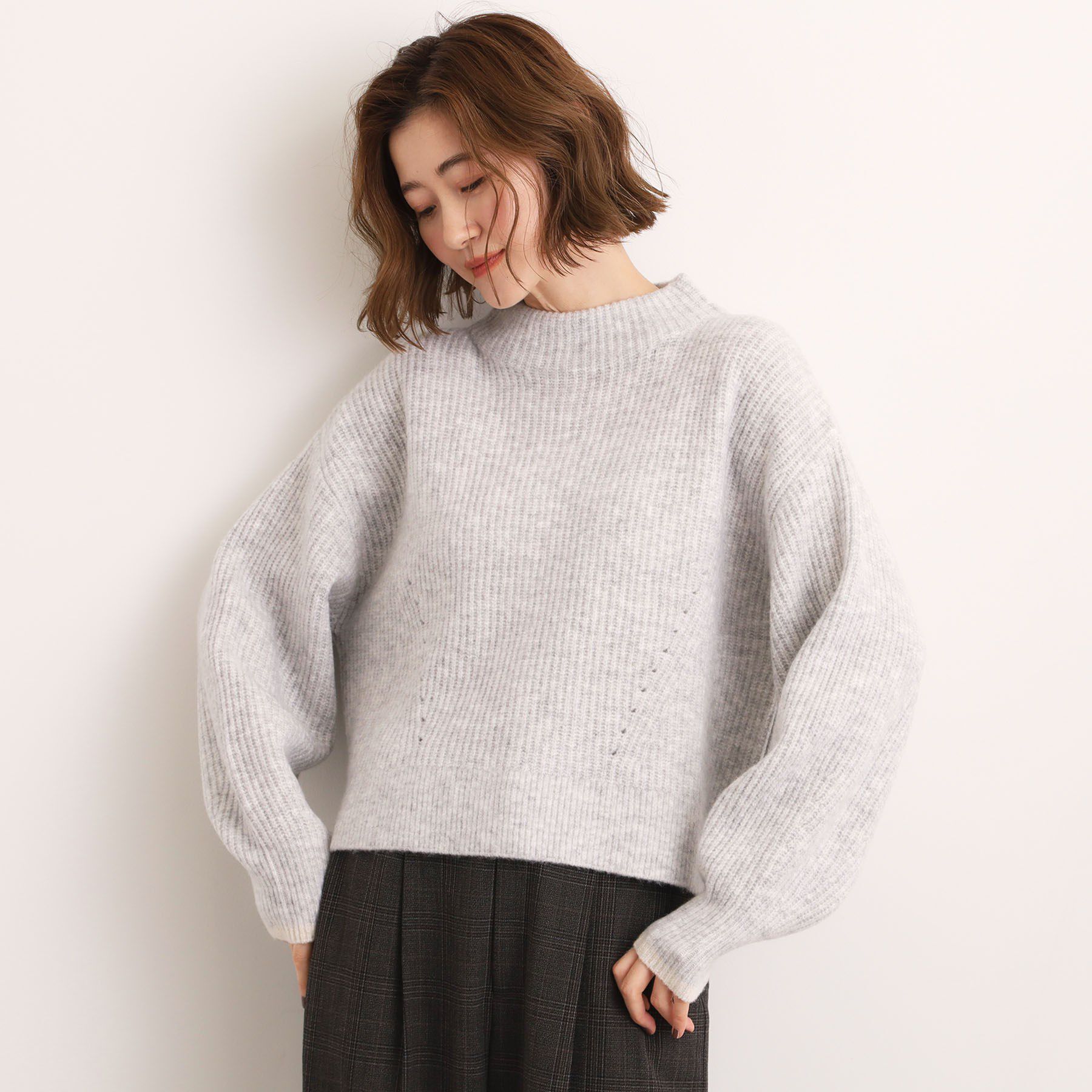 grove「【洗える】ふんわりウール混ボトルネックニット」|ニット・セーター|