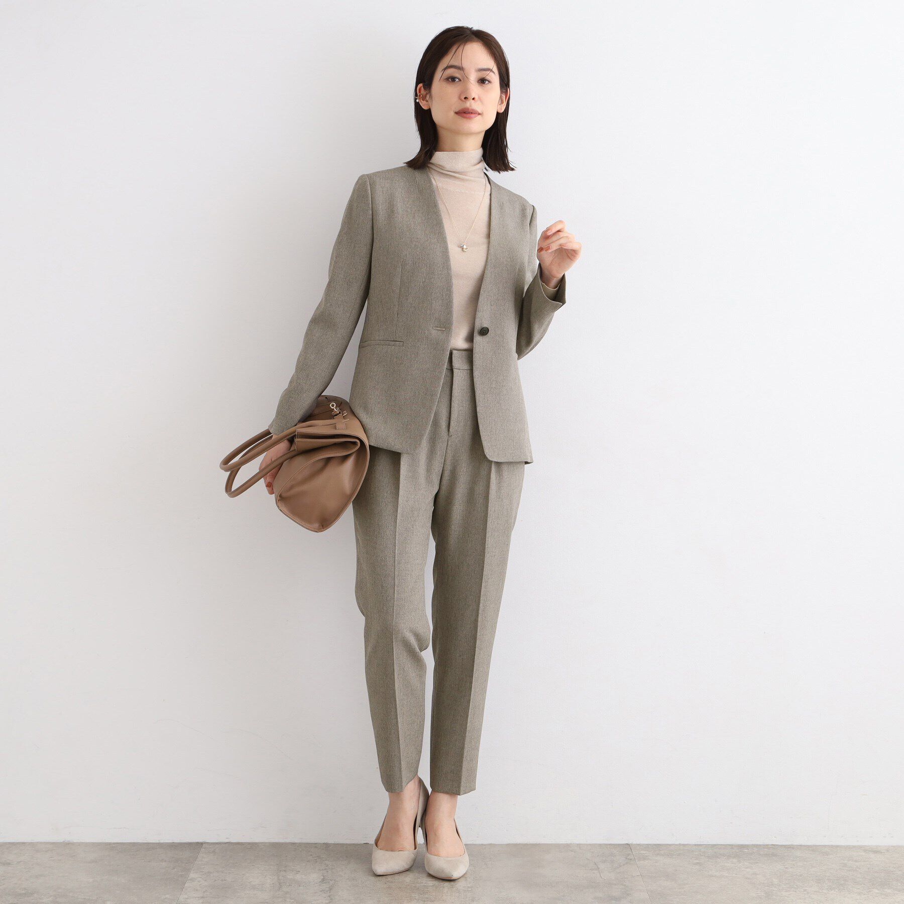 INDIVI「【定番スーツ／洗える／メランジ】ウールライクタックテーパードパンツ」|スーツ|