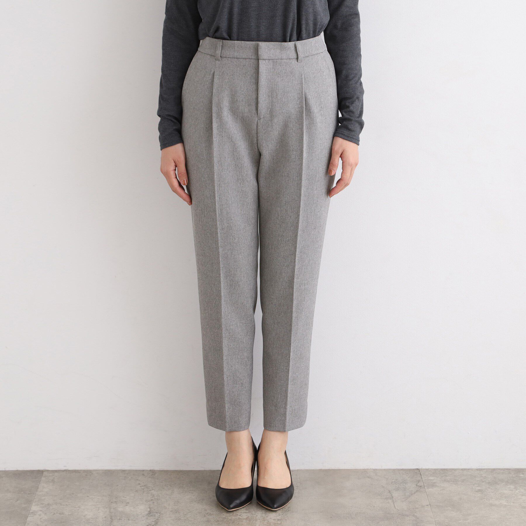 INDIVI「【定番スーツ／洗える／メランジ】ウールライクタックテーパードパンツ」|スーツ|