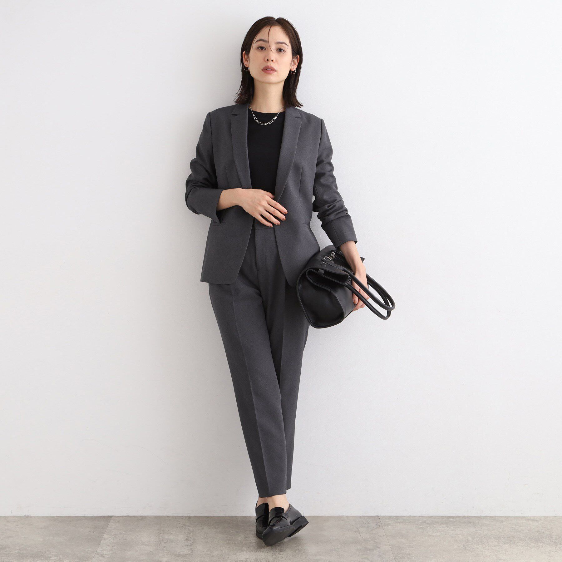 INDIVI「【定番スーツ／洗える／メランジ】ウールライクタックテーパードパンツ」|スーツ|