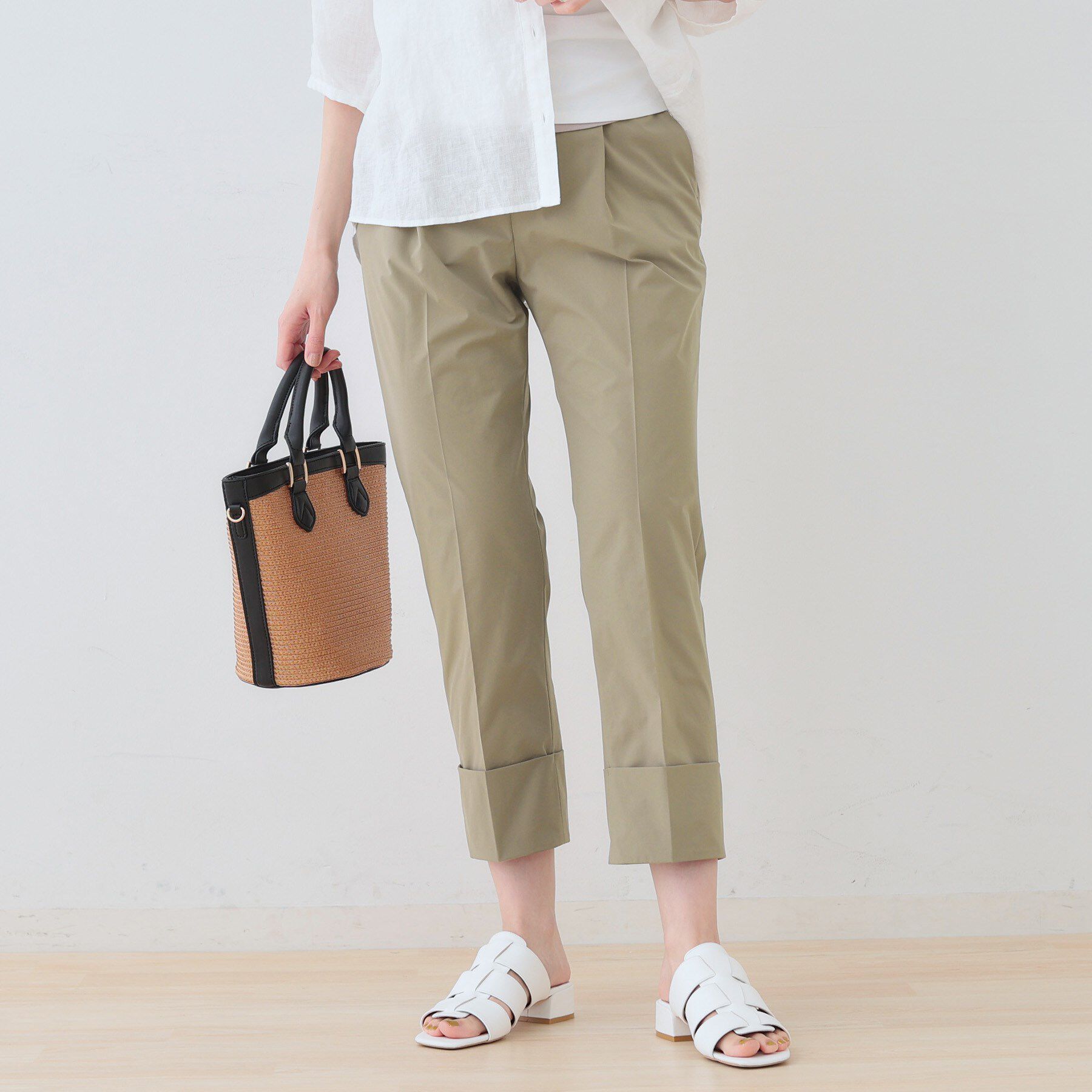 INDIVI「【通気性◎撥水／UV／SETUP可能】アクティブパンツ」|その他|オリーブグリーン(0