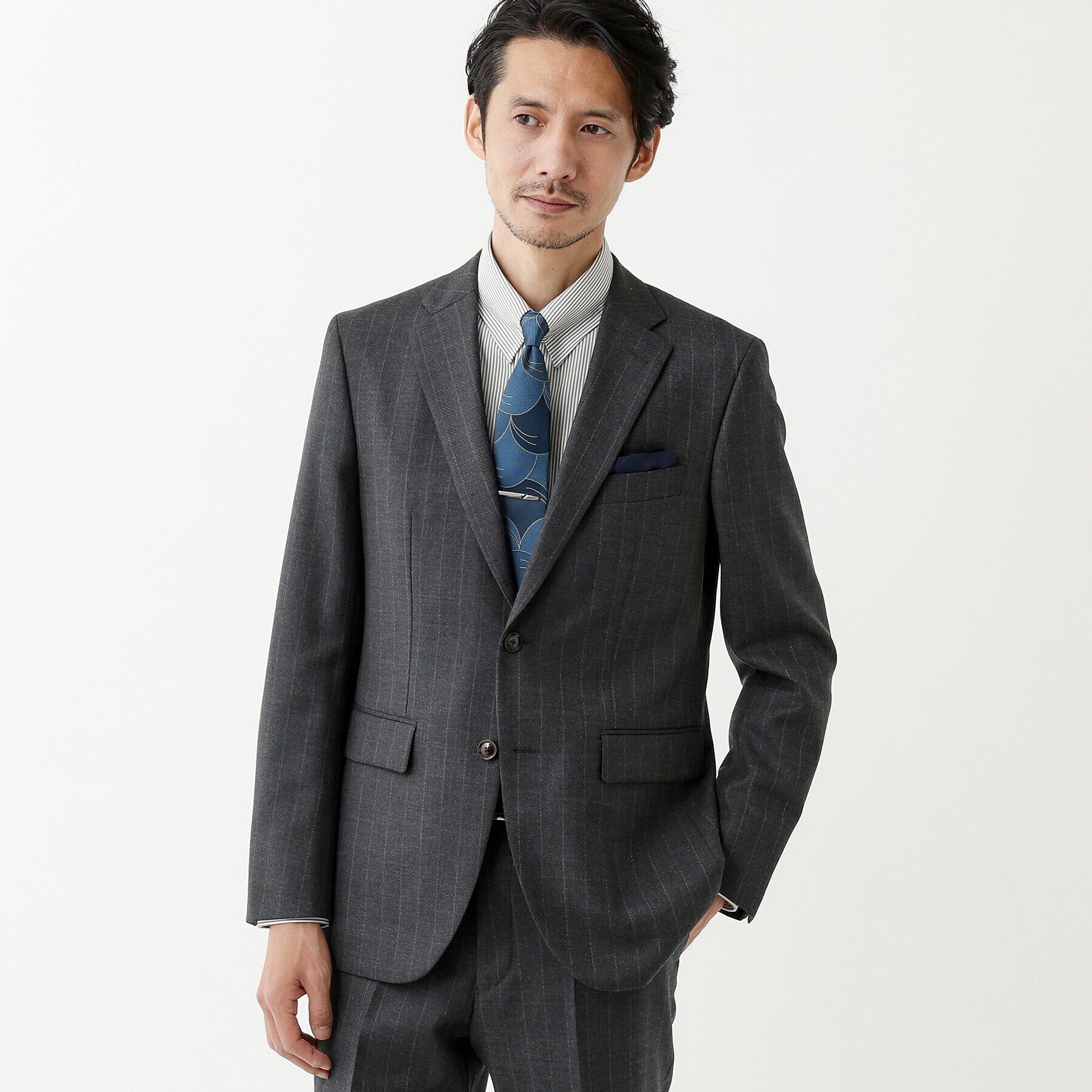 TAKEO KIKUCHI「【THE FLAGSHIP】矢絣 ストライプ スーツ」|スーツ|チャコールグレー(3