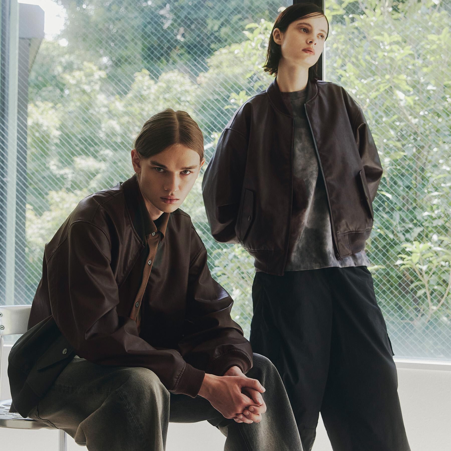 tk.TAKEO KIKUCHI「シンセティックレザー MA－1」|ブルゾン・スタジャン|ブラウン(143)