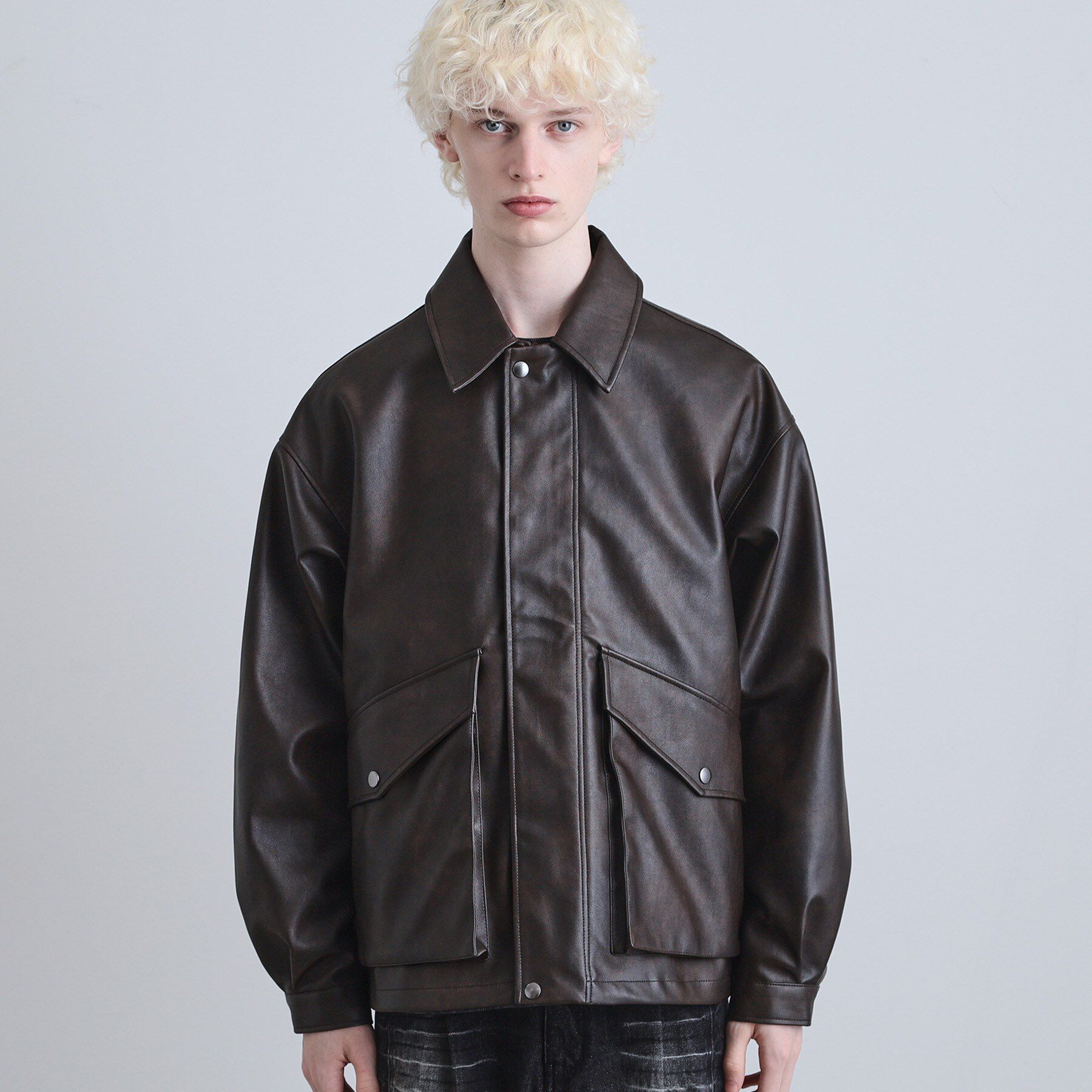 tk.TAKEO KIKUCHI「シンセティックレザーフライトジャケット」|ブルゾン・スタジャン|