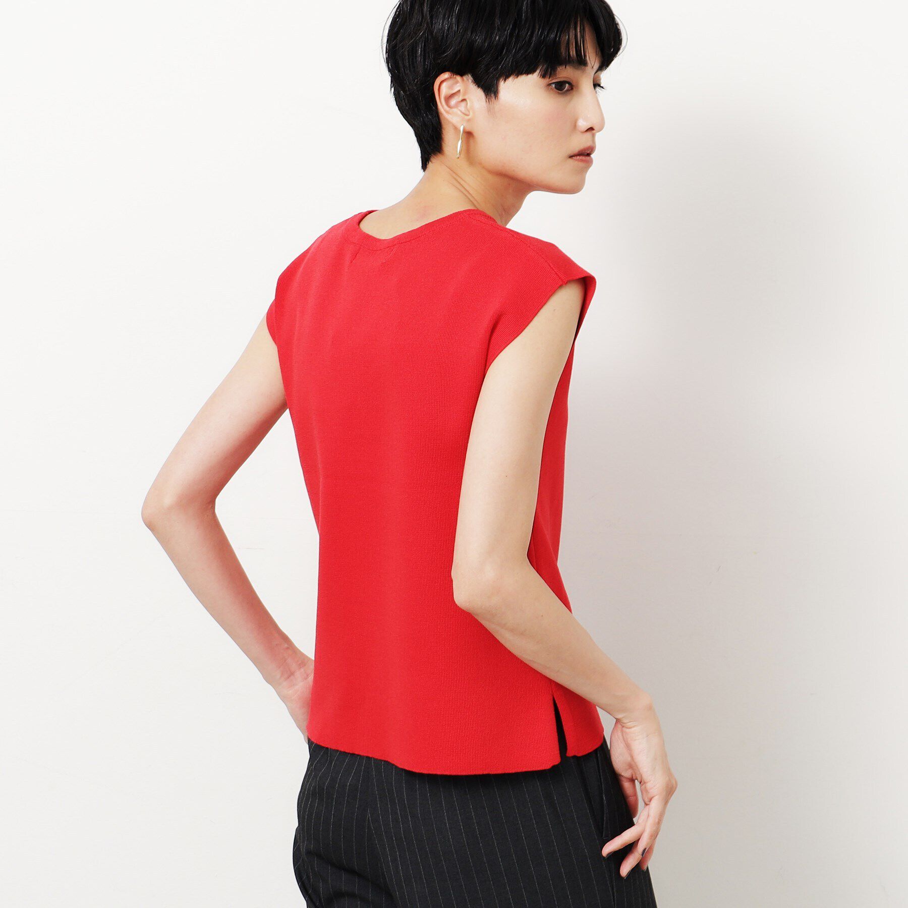 OPAQUE.CLIP「クルーネックフレンチスリーブニット【洗濯機洗い可】」|ニット・セーター|