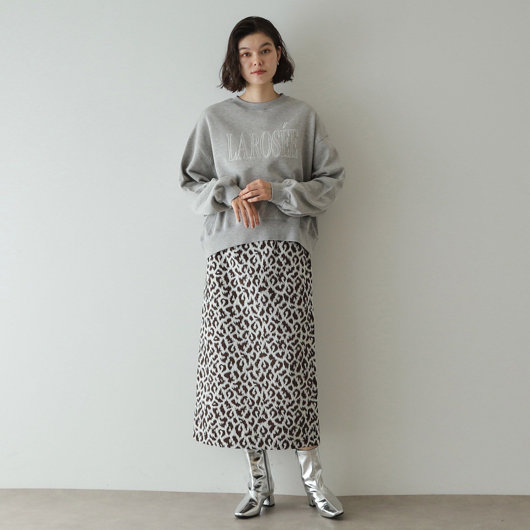 OPAQUE.CLIP「《美人百花掲載》ロゴ裏毛ショートトップス【洗濯機洗い可】」|Tシャツ・カットソー|