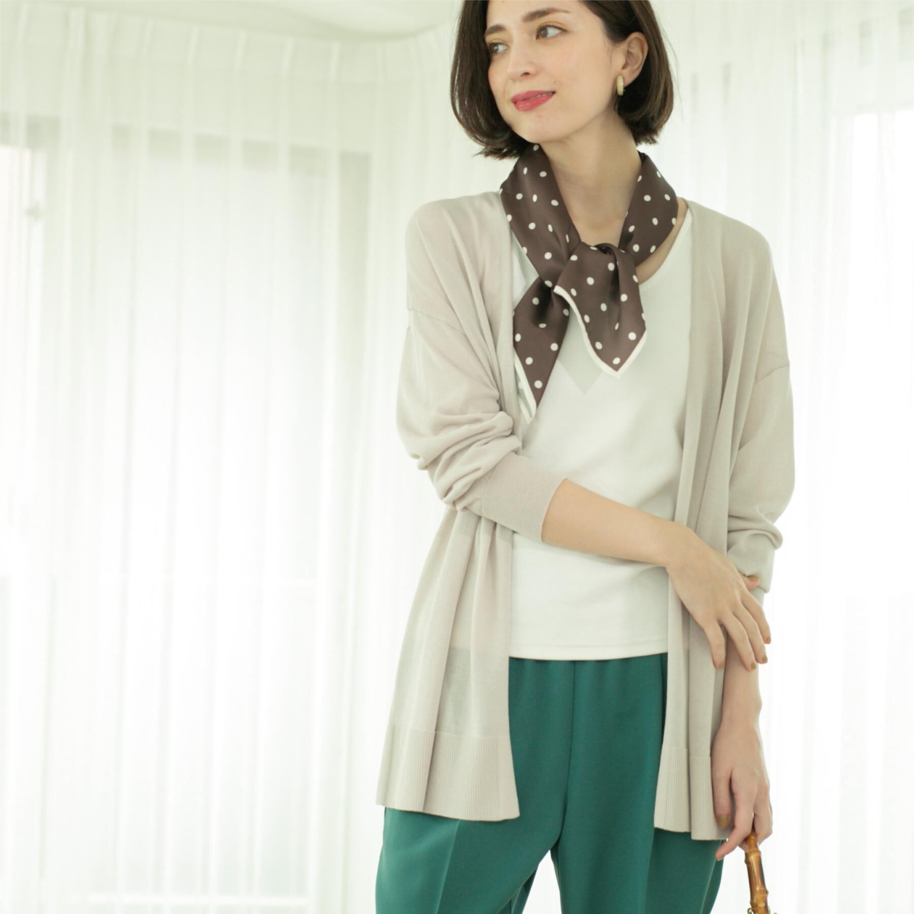 OPAQUE.CLIP「ミドル丈ニットカーディガン【抗ピル/洗濯機洗い可/接触冷感】」|カーディガン|