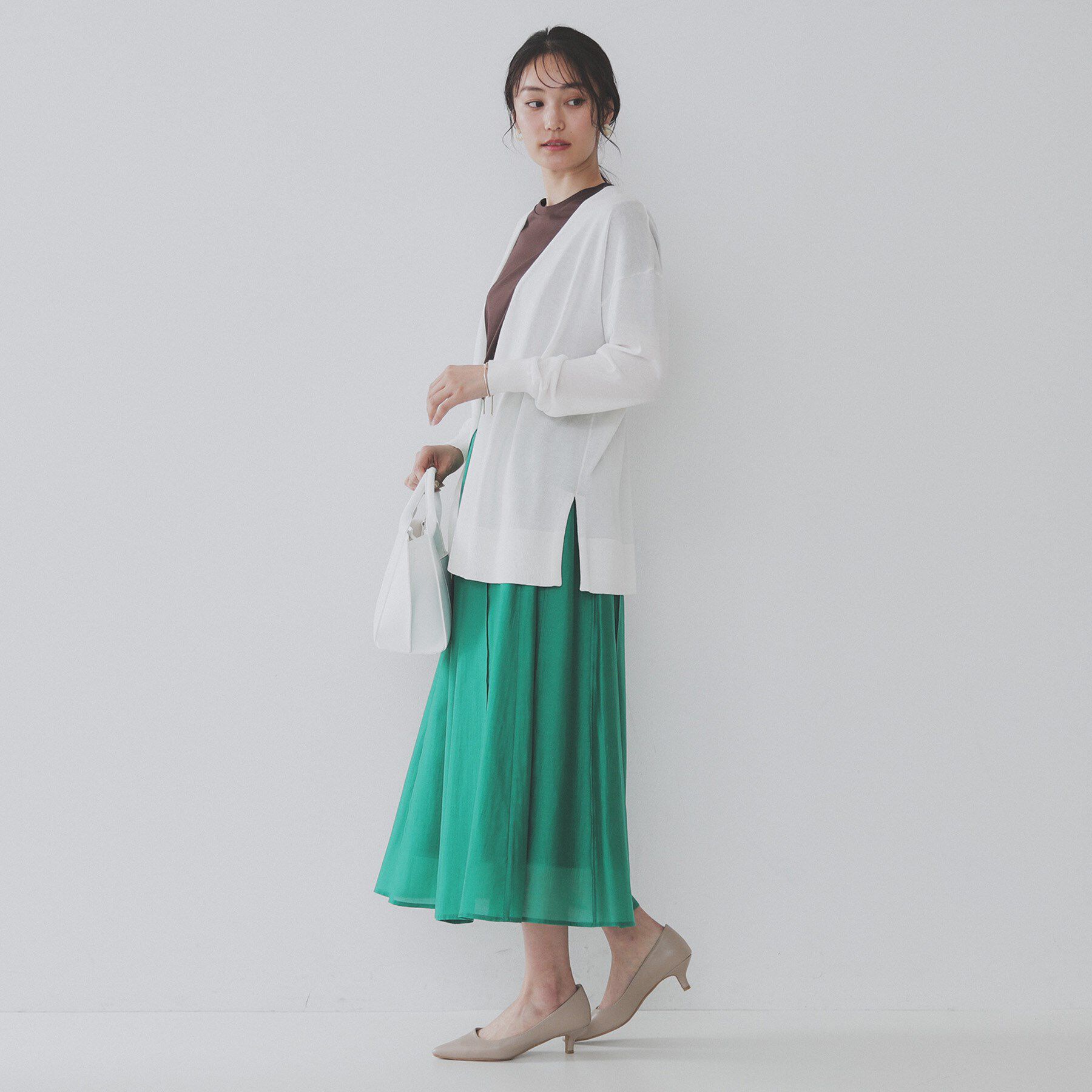 OPAQUE.CLIP「ミドル丈ニットカーディガン【抗ピル/洗濯機洗い可/接触冷感】」|カーディガン|